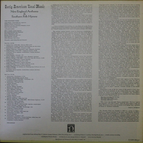 The Western Wind - Early American Vocal Music | Nonesuch (H-71276) - 2 The Western Wind - Early American Vocal Music | Nonesuch (H-71276) - 2