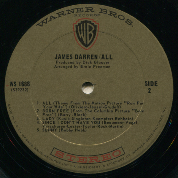 James Darren - All | Warner Bros. Records (WS 1688) - 3