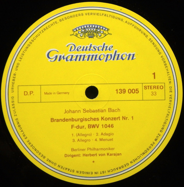 Herbert von Karajan , Berliner Philharmoniker - Johann Sebastian Bach - Brandenburgische Konzerte Nr. 1, 2 & 3 | Deutsche Grammophon (139 005 SLPM) - 3