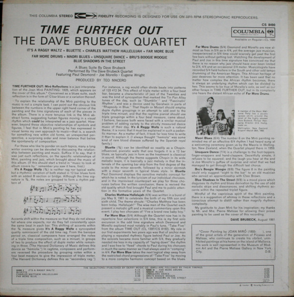 The Dave Brubeck Quartet - Time Further Out (Miro Reflections) | Columbia (CS 8490) - 2