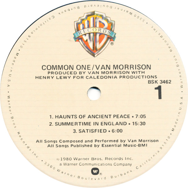 Van Morrison - Common One | Warner Bros. Records (BSK 3462) - 3
