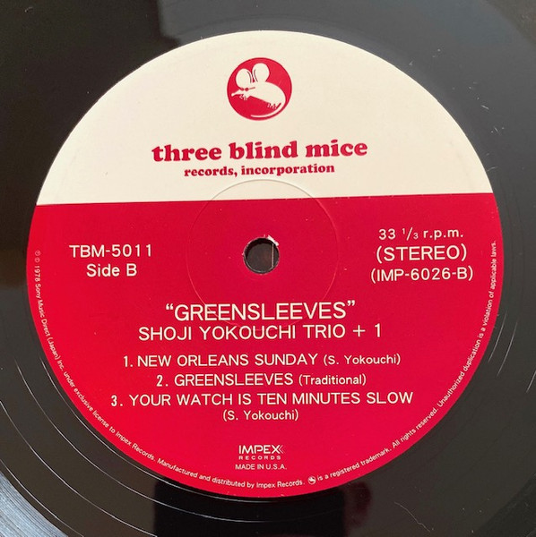 Shoji Yokouchi Trio Plus Yuri Tashiro - Greensleeves | Impex Records (TBM5011) - 4