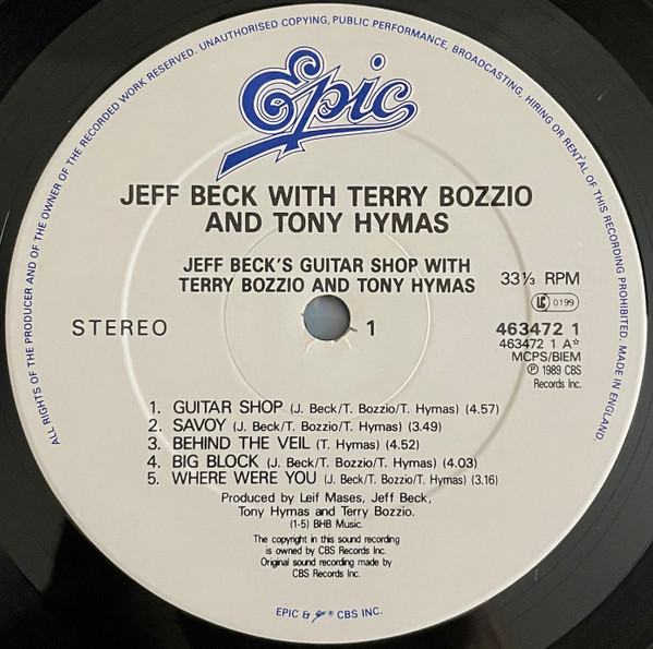 Jeff Beck With Terry Bozzio And Tony Hymas - Jeff Beck's Guitar Shop | Epic (463472 1) - 2