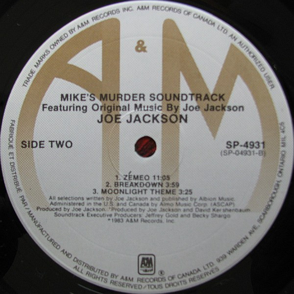 Joe Jackson - Mike's Murder - The Motion Picture Soundtrack | A&M Records (SP-4931) - 4 Joe Jackson - Mike's Murder - The Motion Picture Soundtrack | A&M Records (SP-4931) - 4