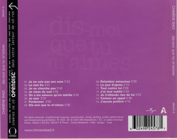 Chimène Badi - Dis-moi Que Tu M'aimes | AZ (982 457-8) - 2