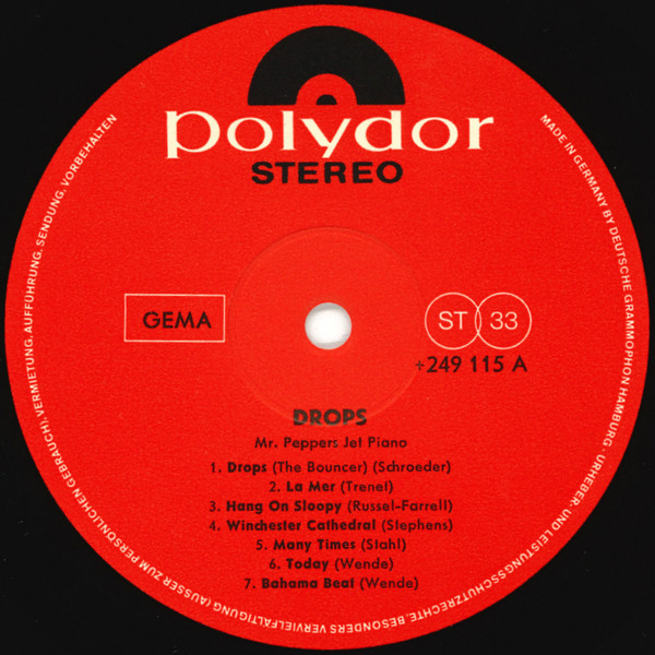 Mr. Pepper's Jet Piano - Drops | Polydor (249 115) - 3