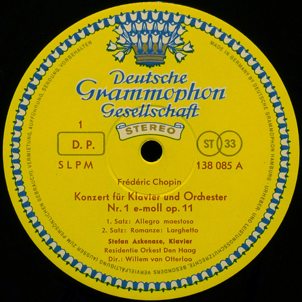 Frédéric Chopin - Stefan Askenase ∙ Residentie Orkest ∙ Willem Van Otterloo - Klavierkonzert Nr. 1 E-moll ∙ Krakowiak | Deutsche Grammophon (138 085 SLPM) - 3