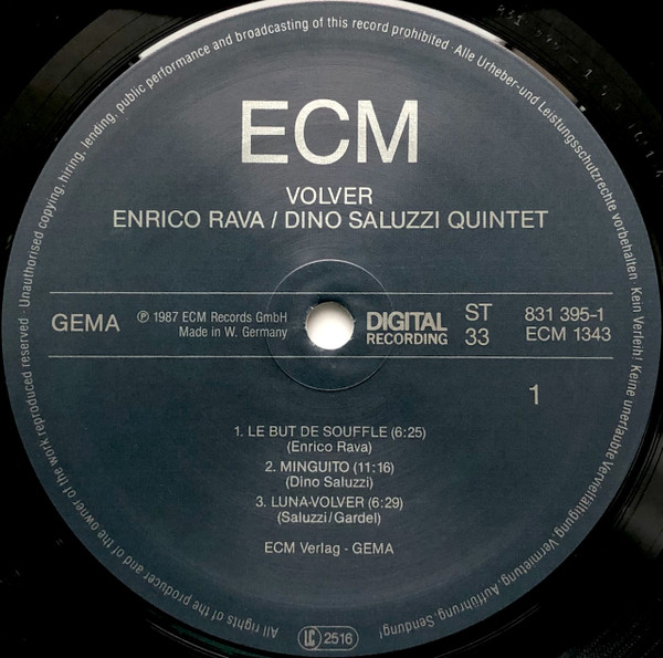 Enrico Rava / Dino Saluzzi Quintet - Volver | ECM Records (ECM 1343) - 3