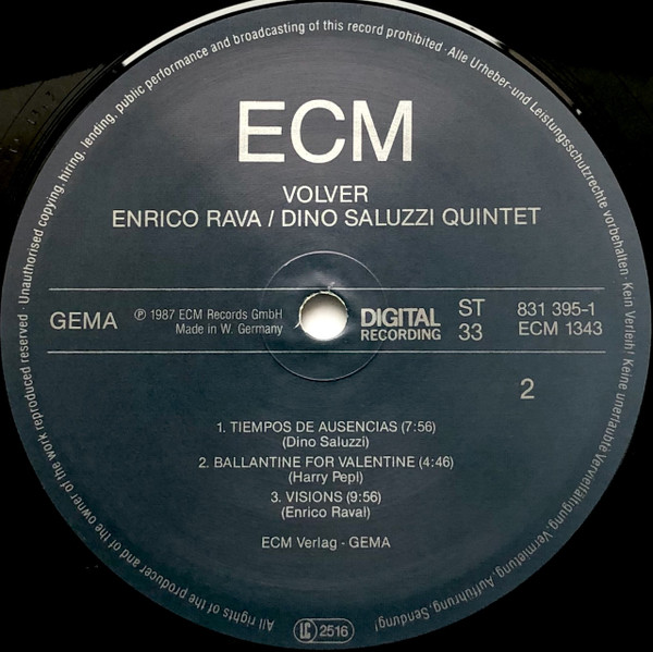 Enrico Rava / Dino Saluzzi Quintet - Volver | ECM Records (ECM 1343) - 4