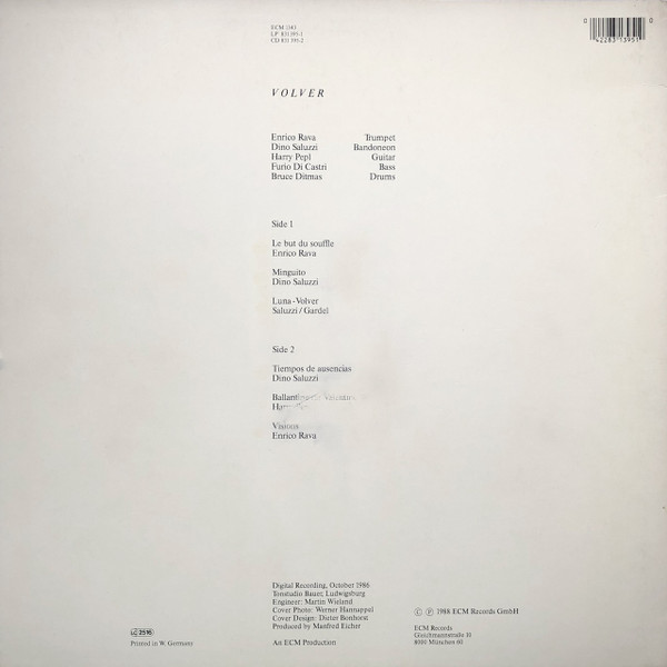 Enrico Rava / Dino Saluzzi Quintet - Volver | ECM Records (ECM 1343) - 2