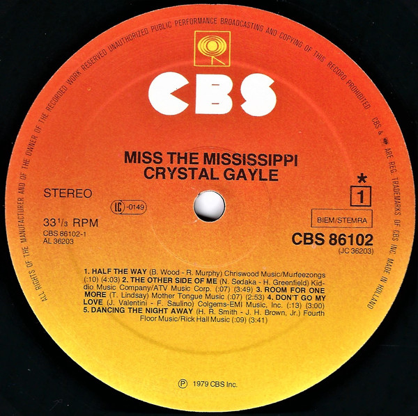 Crystal Gayle - Miss The Mississippi | CBS (CBS 86102) - 2