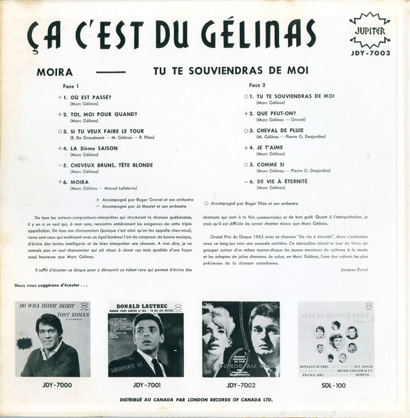 Marc Gélinas - Ça C'est Du Gelinas | Jupiter (JDY-7003) - 2