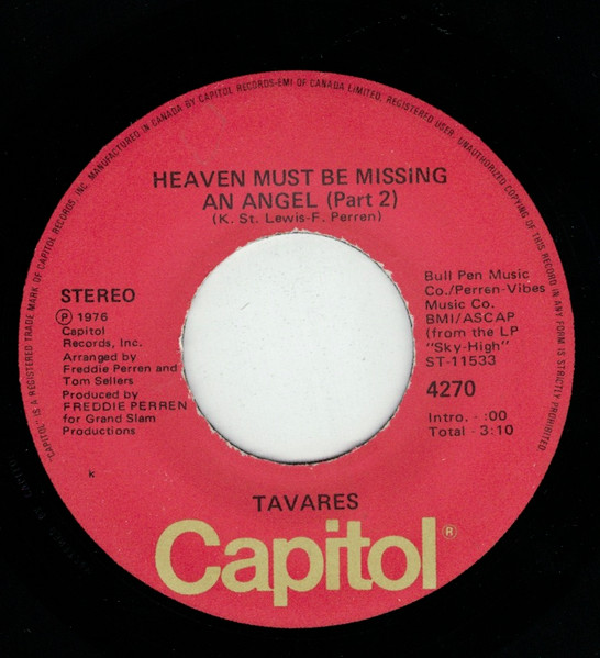 Tavares - Heaven Must Be Missing An Angel (7") [Vinyl] | Capitol Records (4270) - 2