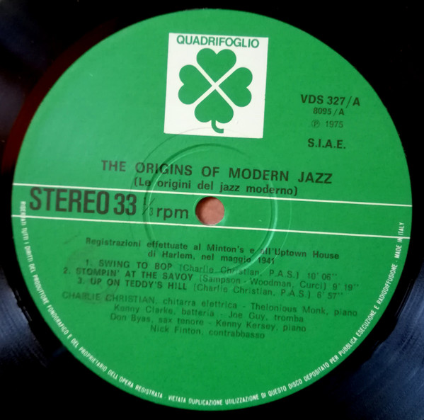 Charlie Christian , Dizzy Gillespie , Thelonious Monk - The Origins Of Modern Jazz | Quadrifoglio International (VDS 327) - 3 Charlie Christian , Dizzy Gillespie , Thelonious Monk - The Origins Of Modern Jazz | Quadrifoglio International (VDS 327) - 3