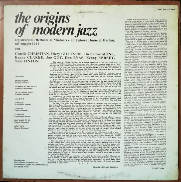 Charlie Christian , Dizzy Gillespie , Thelonious Monk - The Origins Of Modern Jazz | Quadrifoglio International (VDS 327) - 2 Charlie Christian , Dizzy Gillespie , Thelonious Monk - The Origins Of Modern Jazz | Quadrifoglio International (VDS 327) - 2