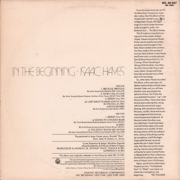 Isaac Hayes - In The Beginning | Atlantic (ATL 50 867) - 2