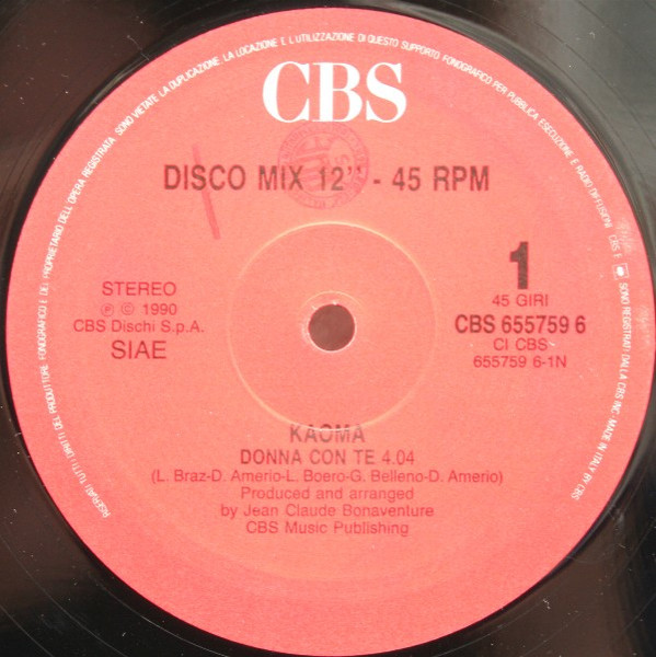 Kaoma - Donna Con Te | CBS (655759 6) - 3
