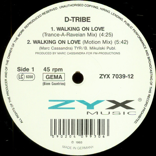 D-Tribe - Walking On Love | ZYX Music (ZYX 7039-12)