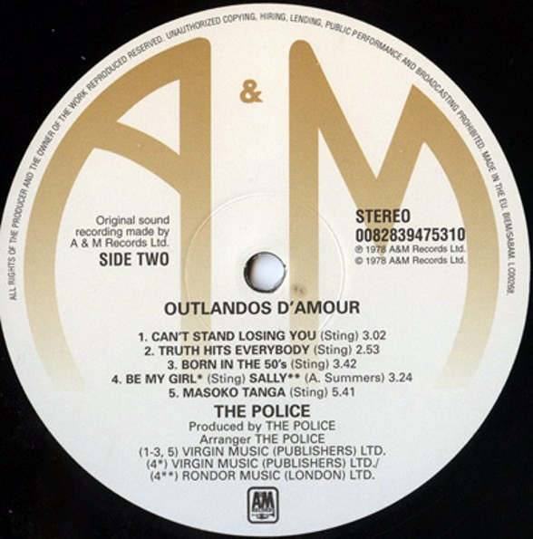 The Police - Outlandos D'Amour | A&M Records (0082839475310) - 4 The Police - Outlandos D'Amour | A&M Records (0082839475310) - 4