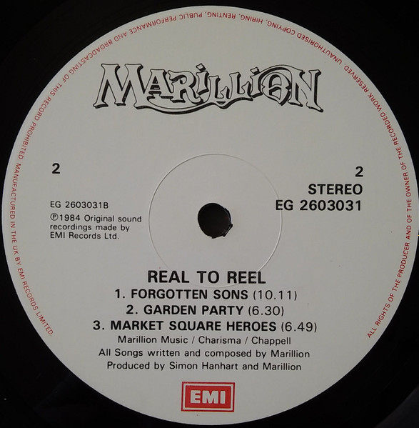 Marillion - Real To Reel | EMI (EG 2603031) - 4 Marillion - Real To Reel | EMI (EG 2603031) - 4