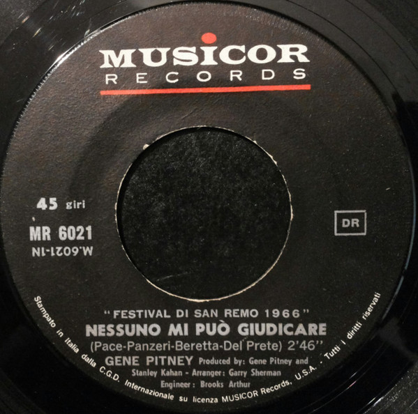 Gene Pitney - Nessuno Mi Può Giudicare | Musicor Records (MR 6021) - 3