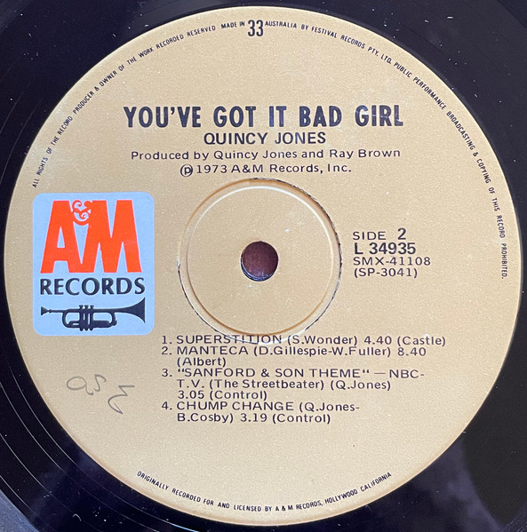 Quincy Jones - You've Got It Bad Girl | A&M Records (AML 34935) - 4