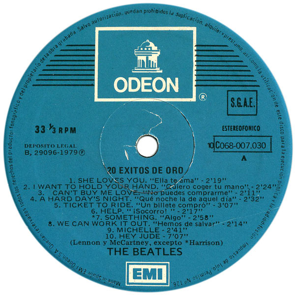 The Beatles - 20 Exitos De Oro | Odeon (10C 068-007.030) - 3