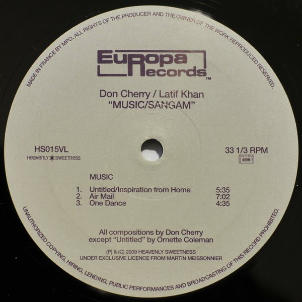 Don Cherry / Latif Ahmed Khan - Music/Sangam | Heavenly Sweetness (HS015VL) - 2 Don Cherry / Latif Ahmed Khan - Music/Sangam | Heavenly Sweetness (HS015VL) - 2