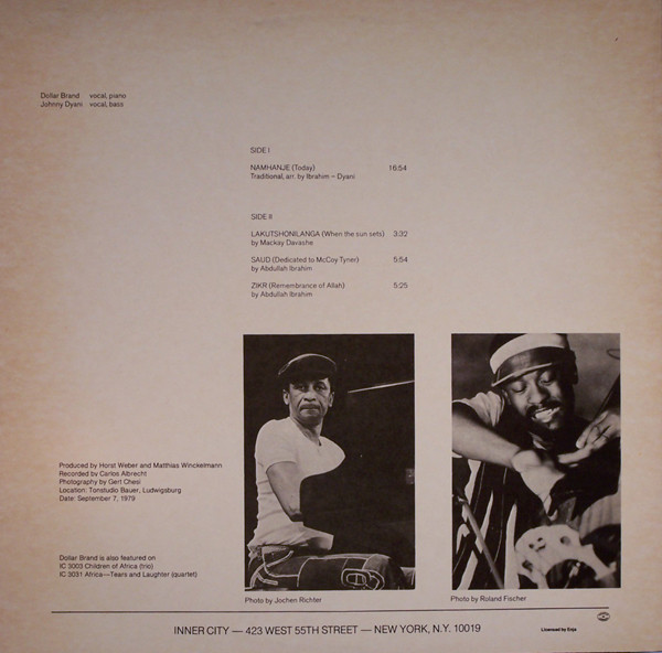 Abdullah Ibrahim / Dollar Brand , Johnny Dyani - Echoes From Africa | Inner City Records (IC 3019) - 2 Abdullah Ibrahim / Dollar Brand , Johnny Dyani - Echoes From Africa | Inner City Records (IC 3019) - 2