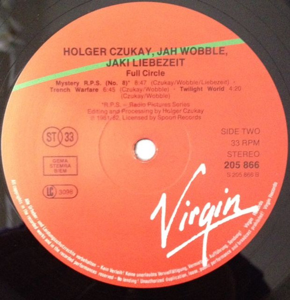 Holger Czukay , Jah Wobble , Jaki Liebezeit - Full Circle | Virgin (205 866-320) - 4