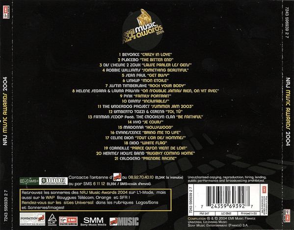 Various - NRJ Music Awards 2004 | Virgin EMI Strategic Marketing (7243 596939 2 7) - 2 Various - NRJ Music Awards 2004 | Virgin EMI Strategic Marketing (7243 596939 2 7) - 2