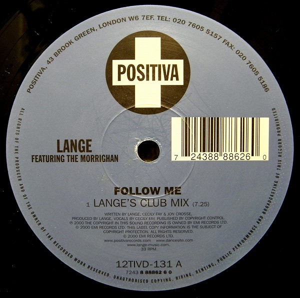 Lange Featuring The Morrighan - Follow Me | Positiva (12TIVD-131) - 3