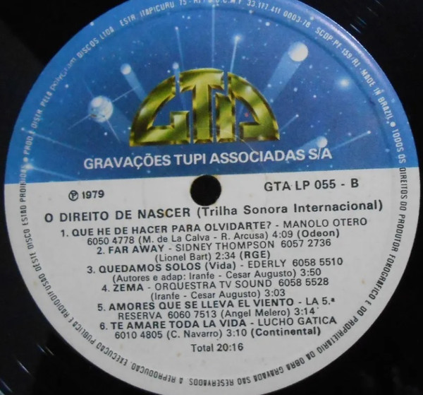 Various - O Direito De Nascer (Trilha Sonora Internacional) | GTA (GTA LP 055) - 4