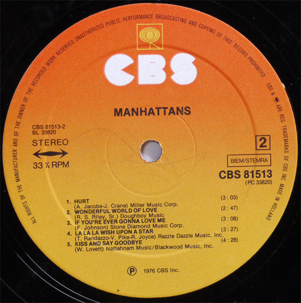 Manhattans - The Manhattans | CBS (CBS 81513) - 3