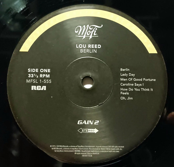 Lou Reed - Berlin | Mobile Fidelity Sound Lab (MFSL 1-555) - 3