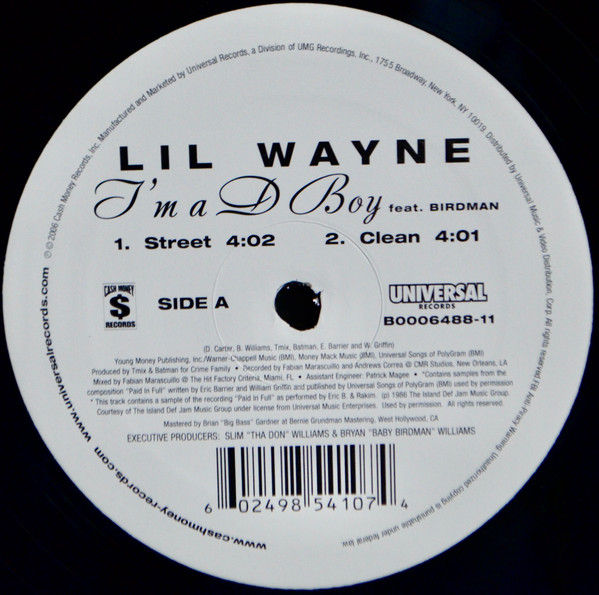 Lil Wayne Feat. Birdman - I'm A D Boy | Cash Money Records (B0006488-11) - 3 Lil Wayne Feat. Birdman - I'm A D Boy | Cash Money Records (B0006488-11) - 3
