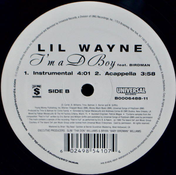 Lil Wayne Feat. Birdman - I'm A D Boy | Cash Money Records (B0006488-11) - 4 Lil Wayne Feat. Birdman - I'm A D Boy | Cash Money Records (B0006488-11) - 4