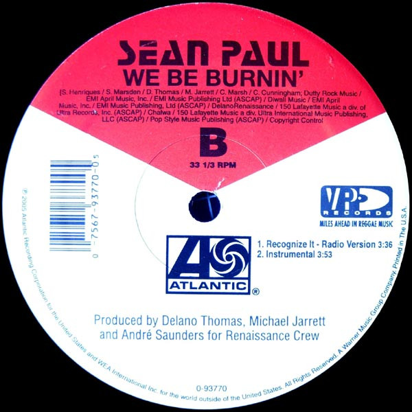 Sean Paul - We Be Burnin' | Atlantic (0-93770) - main Sean Paul - We Be Burnin' | Atlantic (0-93770) - main