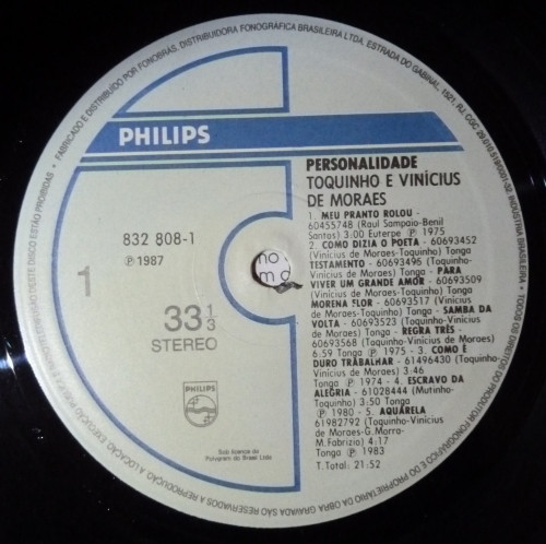 Toquinho & Vinicius - Personalidade | Philips (832 808-1) - 2