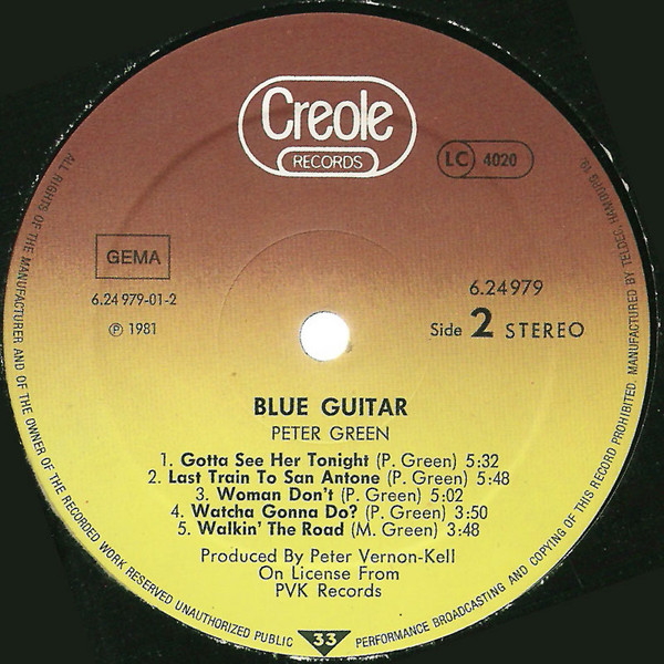 Peter Green - Blue Guitar | Creole Records (6.24979 AO) - 4