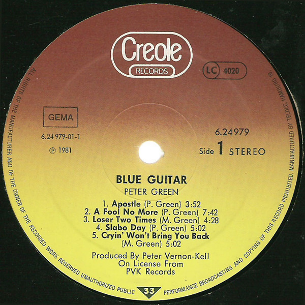 Peter Green - Blue Guitar | Creole Records (6.24979 AO) - 3