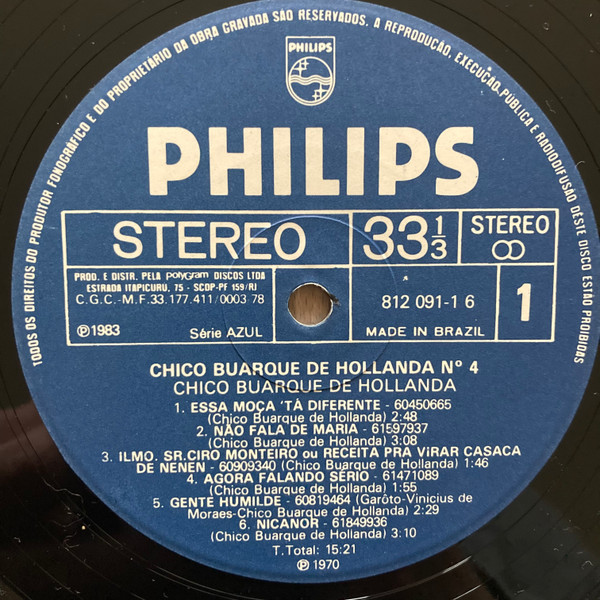 Chico Buarque De Hollanda - Nº 4 | Philips (81209116) - 3 Chico Buarque De Hollanda - Nº 4 | Philips (81209116) - 3