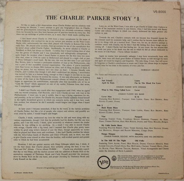 Charlie Parker - The Charlie Parker Story #1 | Verve Records (V6-8000) - 2
