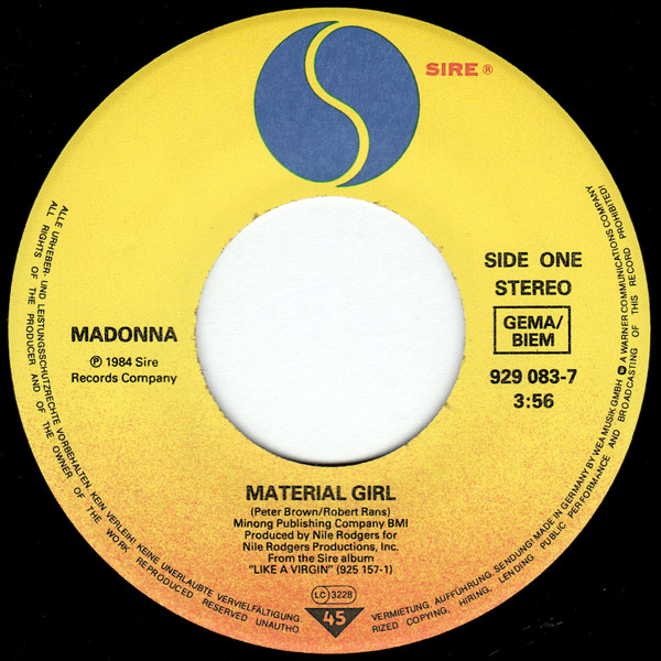 Madonna - Material Girl | Sire (929 083-7) - 3