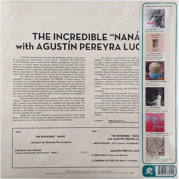 Naná Vasconcelos with Agustin Pereyra Lucena - The Incredible NANÁ with Agustín Pereyra Lucena | Altercat Records (ALT009) - 2 Naná Vasconcelos with Agustin Pereyra Lucena - The Incredible NANÁ with Agustín Pereyra Lucena | Altercat Records (ALT009) - 2