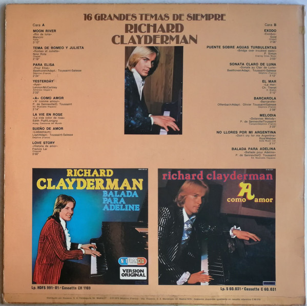 Richard Clayderman - 16 Grandes Temas De Siempre | Hispavox (S 60.218) - 2