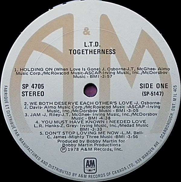 L.T.D. - Togetherness | A&M Records (SP-4705) - 3