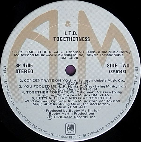 L.T.D. - Togetherness | A&M Records (SP-4705) - 4