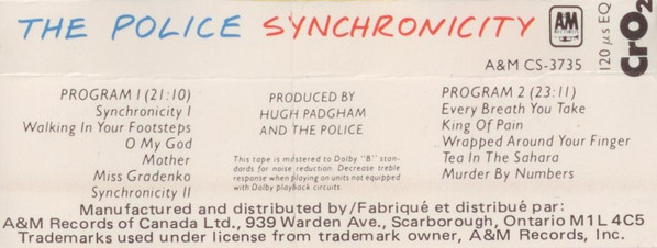 The Police - Synchronicity | A&M Records (CS-3735) - 2 The Police - Synchronicity | A&M Records (CS-3735) - 2