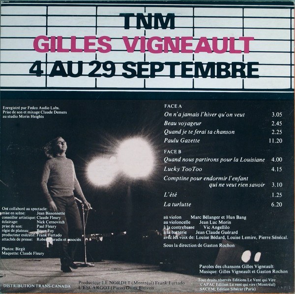 Gilles Vigneault - Enregistrement Public Au Théâtre Du Nouveau Monde | Le Nordet (GVN 1005) - 2 Gilles Vigneault - Enregistrement Public Au Théâtre Du Nouveau Monde | Le Nordet (GVN 1005) - 2